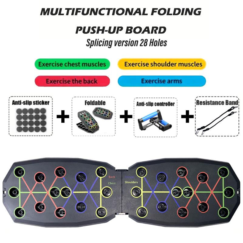 Upgraded Push-Up Training Board Set with 28 Holes, Portable Design for Chest and Abdominal Muscle Development, Ideal for Men and Women Fitness Enthusiasts