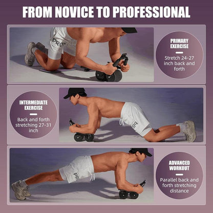 Ab Roller Wheel Workout Abdominal Fitness Wheel for Core Muscles Training with Digital Timer Phone Holder Smart Rebound Dual-Wheel Design Eco-Friendly Build Maquina Abdominal