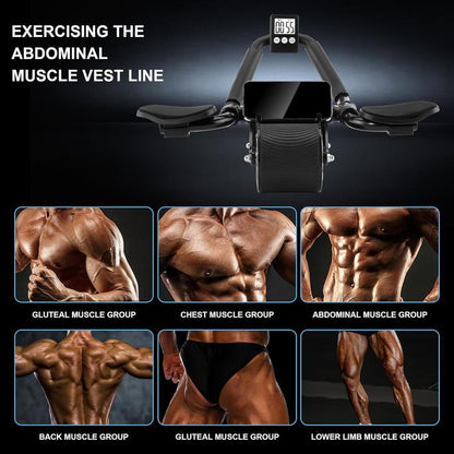 Ab Roller Wheel Workout Abdominal Fitness Wheel for Core Muscles Training with Digital Timer Phone Holder Smart Rebound Dual-Wheel Design Eco-Friendly Build Maquina Abdominal